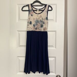 Vanilla Bay Blue and Tan Sundress Sleeveless Scoop Neck